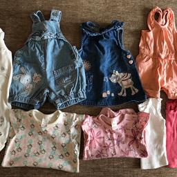 Girls up to 1 month bundle includes 2 x F&F tops, 1 x F&F play suit, 1 x Tu dress, 1 x Next dungarees, 1 x Disney Dumbo sleep suit, 1 x Next vest 1 x Next romper.  All in good used condition. Plenty of wear left in them. £5 collect WR4