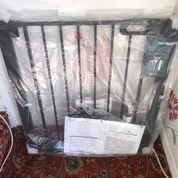Paw hut safety gate brand new in packaging with all fittings and instructions has small door in gate which can be opened also has detachable extender as in picture for wider door ways cost £50.99 collection spennymoor
