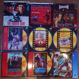 Ich verkaufe hier 9 Laserdiscs aus meiner Sammlung. Die meisten davon sind noch original verschweißt.
Alle Laserdiscs sind in englischer Sprache. Die meisten haben holländische Untertitel. Die Armee der Finsternis hat japanische Untertitel. Die Discs sind alle top in Ordnung.