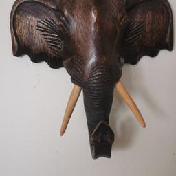 Beautiful Vintage African Wooden Elephant Wall Hanging / Mask. This is over 40 years old. Approx 20cm x 20 cm. Open to offers, can post in postage is covered.