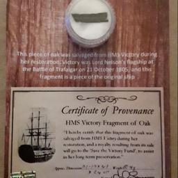 Here we are selling a original piece of Hms Victory Peice of oak with authencity hologram seal and certificate on how and where this item was got.

note the piece in the picture can vary in size.....

postage please ask

paypal or bank transfer