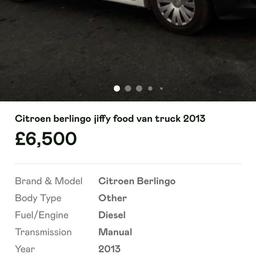 Citroen berlingo food sandwich van for sale. Made to order from Jiffy’s for £20,000 +
Has minor damage as seen in pics change of circumstances forces sale. Lovely vehicle low mileage. Perfect business opportunity. Please message for more pics and more information. Thanks.