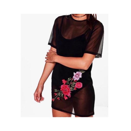 Buy & Sell West Midlands Solihull - Photos for Petite Mesh Floral Bodysuit Tshirt Dress UK 8