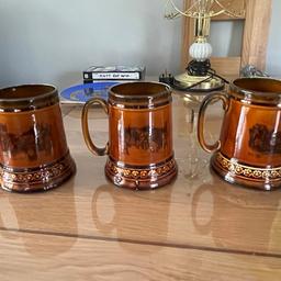 Tankards. Set of 3. One has small chip on rim. See Photo.