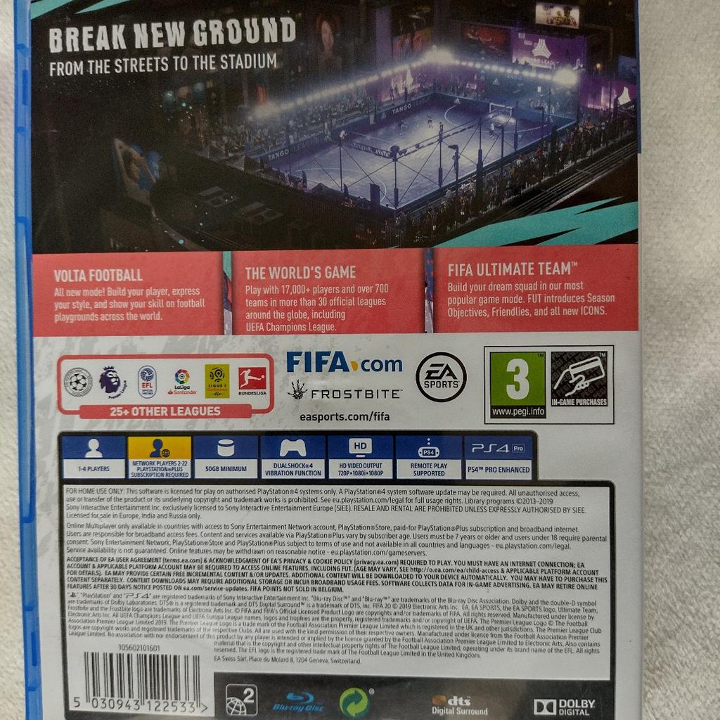 Amazing condition Fifa 20 PS4 game.
Still in great working order and no longer needed anymore.
Collection in Battersea.