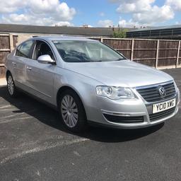 VW PASSAT HIGHLINE TDI 110 2010 
10 plate
Timing belt and water pump change at 118k 
4 door
Saloon
Sliver 
1968cc
Diesel
Manual
Only 140k
Mot Feb 2023
Full service history 
Leather Heated Seats Electric Windows
Radio / MP3 CD player  AUX input 
Climate Control with Air Con Electric Seats 
Cruise Control Multi-Function Steering Wheel  Drives absolutely superb 

Bad points 
Central locking not working 
Only £1595