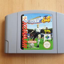 Full Title: International Superstar Soccer 64.  Retro Nintendo 64 (N64) game. This is a cartridge only sale and the cartridge is in good condition.  The item has been stored in an airtight container for years. This item can be delivered via Evri. Delivery cost is £2.99. Asking price only. Happy to sell multiple games for one delivery cost of £2.99.