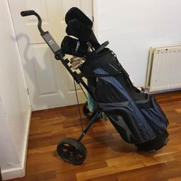 Dunlop golf scorecard holder, 2 gloves, loads of balls and ts. Slazenger golf trolley and bag. Great condition first to see will buy.