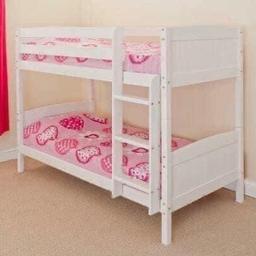 Robin bunk bed with mattresses £300.00 

ROBIN WHITE BUNK (FRAME ONLY) £250.00
These split into single beds 

Brand new and boxed for home assembly 

We offer free delivery to most areas of South Yorkshire Chesterfield and Worksop 

All prices include vat 

B&W BEDS 

Unit 1-2 Parkgate court 
The gateway industrial estate
Parkgate 
Rotherham
S62 6JL 
01709 208200
Website - bwbeds.co.uk 
Facebook - Bargainsdelivered Woodmanfurniture

Free delivery to anywhere in South Yorkshire Chesterfield and Worksop 

Same day delivery available on stock items when ordered before 1pm (excludes sundays)

Shop opening hours - Monday - Friday 10-6PM  Saturday 10-5PM Sunday 11-3pm