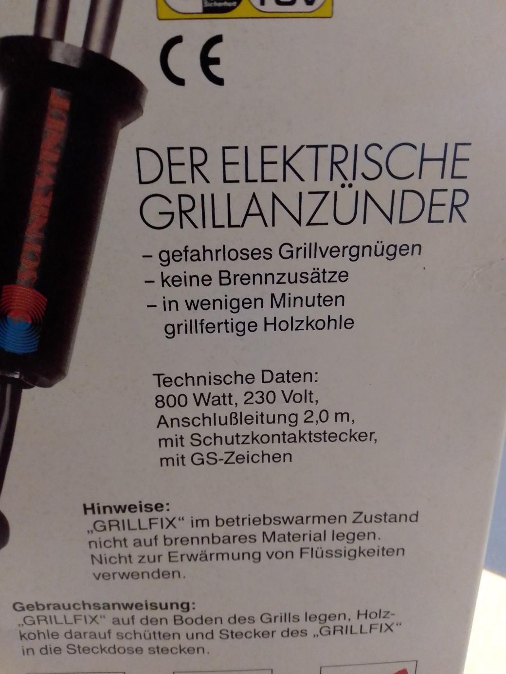 Elektrischer Grillanzünder von Grillfix 800 W in 41238 Mönchengladbach