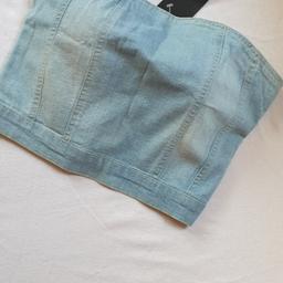 Neues, elastisches Jeans -Oberteil mit seitlichem Reißverschluß