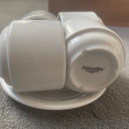 15 porcelite cups and saucers new in excellent condition. £2 each cup and saucer or near offer. Collect from BD8 Girlington Road