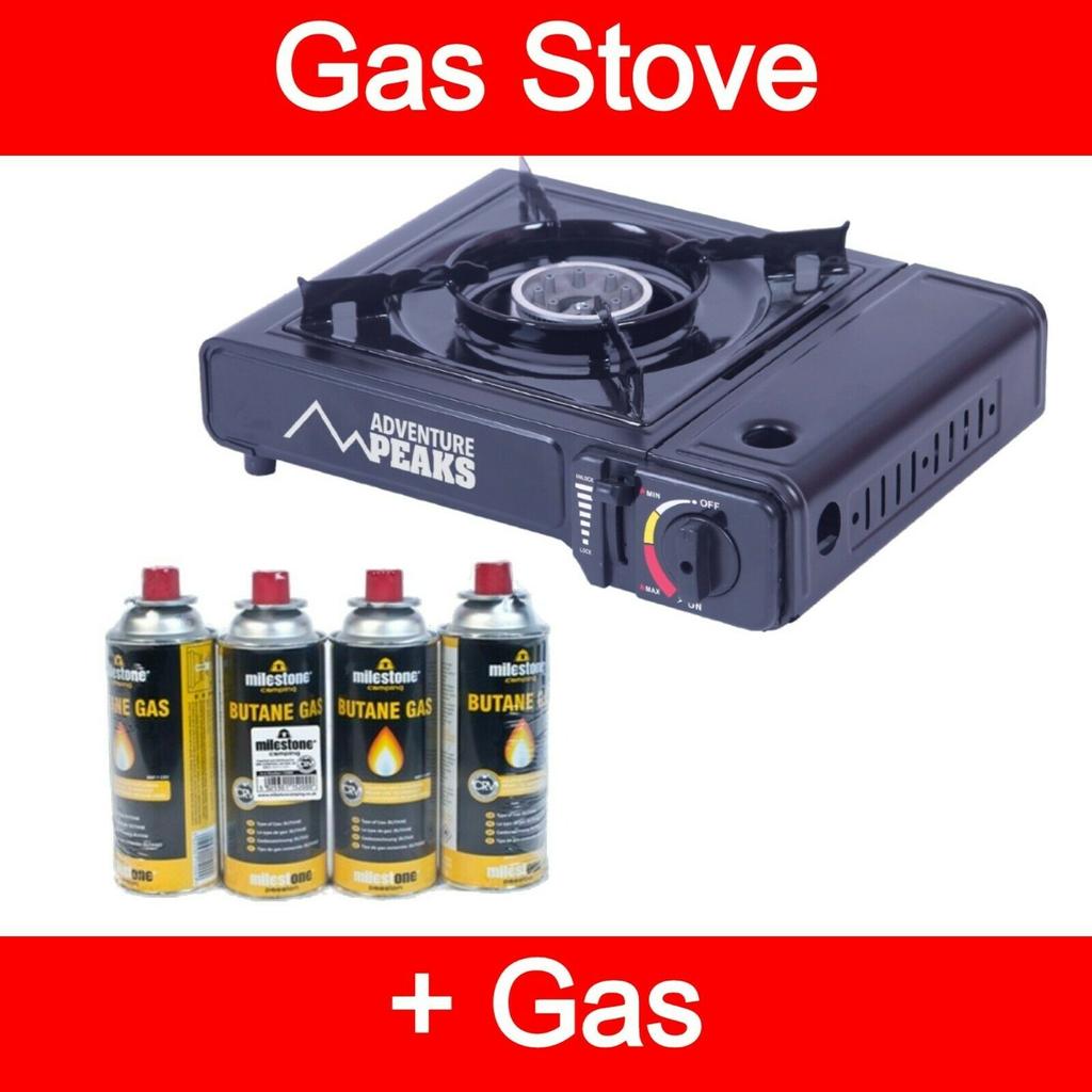 Portable Camping Gas Cooker Stove Single Burner Carry Case. Butane Gas Canisters. TheMilestone gas cooker is lightweight and includes a hard plastic carry case. BBQ Outdoor.
Height: 31cm Width: 36cm Depth: 9cm Weight: 1.8kg

227g (400ml) gas canisters
Portable camping gas stove
Gas Canisters sold separately
Lightweight and easy to carry
Automatic ignition
Safety locking mechanism
Enamelled pan holder
Perfect for camping, picnics, and outdoor events