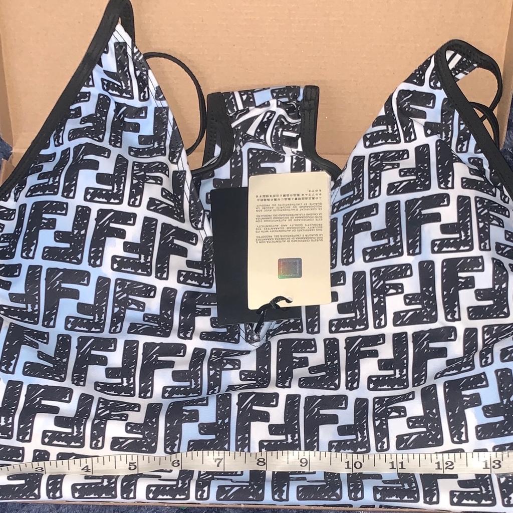 Fendi swim suit size Xl -14 to 16 couloir black and white whit a touch of blue running through brand with tags RRP £400