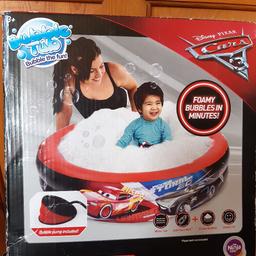 Disney Pixar Cars bubble tub ( paddling pool  ) age 3 + . Says outdoor or indoor use on box !!  New in box,  signs of wear on box  . Collection only .
