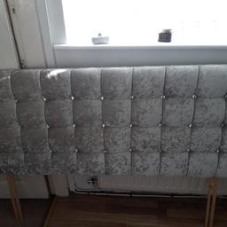 Nearly new headboard changed decor so selling. Lovely plush crushed velvet with diamond effect buttons. smoke free home £19.99 ono will consider all offers.