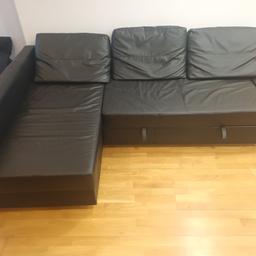 Highly popular ikea friheten corner sofa bed with storage

Text/ whatsapp 07985294776 with your postcode for a same day delivery

Lovely smart black colour

Great condition

Chase can be on the left or right side

Handy pull out bed

Leather so easy to keep clean

Sofa Dismantled for Easy transport to your home

Easy assembly instructions available online

230 cm wide x 150 cm

No time wasters please save hundreds