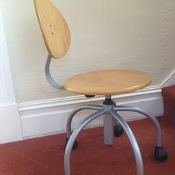 Desk Chair with wooden Seat and metal stand , Bought from IKEA in late 1980s / early 1990s Still in good sound condition, great for kids room or Adults office