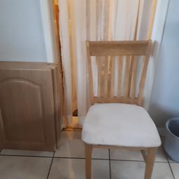 4 light oak dinning chair's, cream seating. Need a clean due to storage. Need the space hence the price. Collection only. LAST REDUCTION. These are light oak effect.