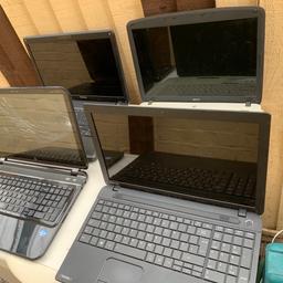 Hp i5 touchscreen broken screen works needs hard drive
Toshiba needs hard drive works
Dell i7 on windows 7 fully working 17 inch screen
Toshiba cracked screen keys missing works needs hard drive
Acer works needs hardrive all can be seen working no chargers included
5 laptops in total