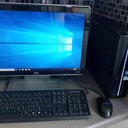 As above with 320gb hdd and running windows ultimate, very cool and quiet running pc and in very good clean condition, consists of tower, original keyboard, mouse and 19" hd monitor

all cables included

Perfect for home and office use :)