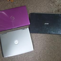 the acer and purple Dell just need replacement batteries. Theres nothing wrong with them and the silver dell i havent a clue. All been in storage.

Only selling at such a low price cause cant show them working. 

£50 OVNO 

collection only