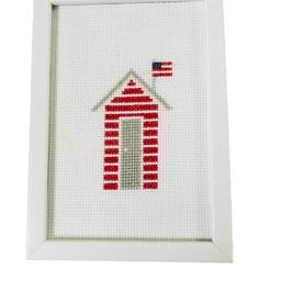 Handmade framed cross stitch designs, depicting Sun, Sand and Sea. Ideal for hanging in your bathroom, bedrooms, nursery, beach hut or chalet. Good for gifting too. Designer: Anna Field from “Sun, Sand and Cross Stitch” book.

Small 6”x4” (15x20cm) -£8.00 each or All 4 for £24.00.