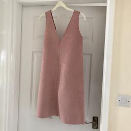 Pink swede pinafore dress .medium in size . Zara