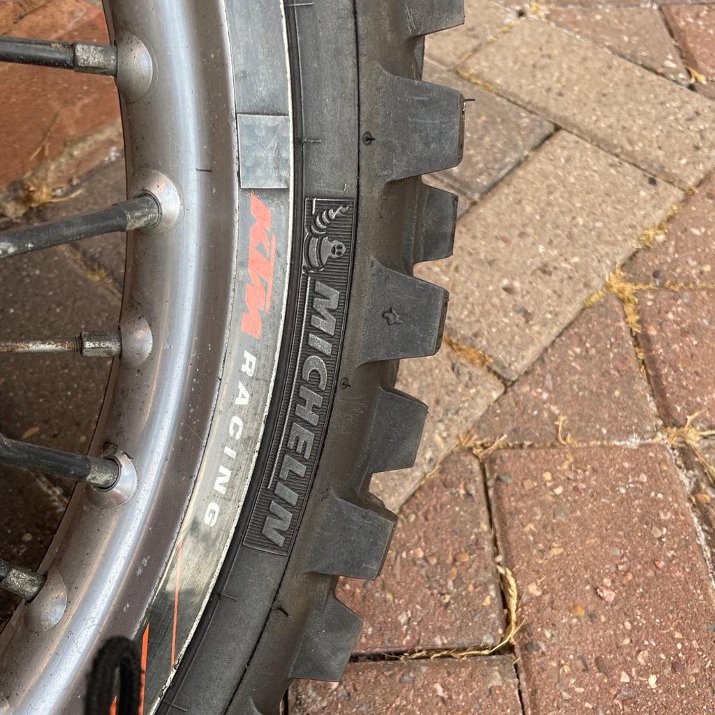 ktm wheels, michelin tyres, recent bearings, complete with sprocket.