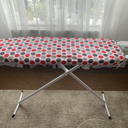 Barely used, the cover needs to be attached to ironing board using elastic or double sided tape, up to you.
Measures 131cm length and 35cm width
Can be folded
Sturdy

Collection from upper Clapton 