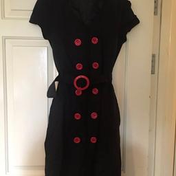 BNWOT Asos fully lined, linen red buttons belted dress , size UK 10, very lovely office dress.