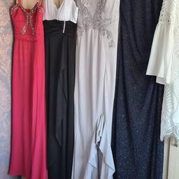 *pink one is VIP lipsy size 10 removable straps - £20
*black and white size 10 - £15
*grey one is VIP lipsy size 12 (new with tags) - £40
*blue with sparkles size 10 - £25

All dresses should fit size 10 - 12
only selling as I don't wear them.
From a smoke free, clean home.