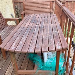 Large garden table and 2 benches.

Good structural condition but in need of re staining.

Table is 6ft x 2ft 9inch

Benches 4ft x 2ft depth

Great up cycling project

Local Collection Norton On Tees TS20

Must have large enough vehicle to transport.