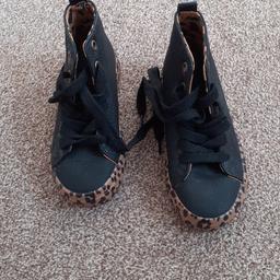 New - Girls boots with leopard print edging, lace ups. Size 10