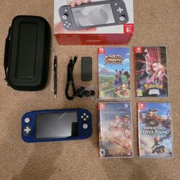Nintendo Switch Lite (Grey) with blue cover. Perfect condition, no scratches etc. Comes with box and charger +64GB memory card, Glass Screen Protector (installed)
Case (holds a up to 8 games +Accessories. Games included are:

- Harvest Moon One World
- Pokemon Shining
- Immortals Fenyx Rising
- Civilization VI

Buy from a trusted 5⭐⭐⭐⭐⭐ seller with ALL Positive feedback :) Please read my reviews from other Shpock users. Don't forget to check out my other items for sale.