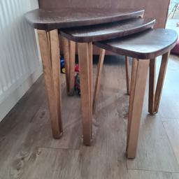 Some wear and tear but can be painted as I have done myself otherwise in great condition. 
Brown tables with gold legs.