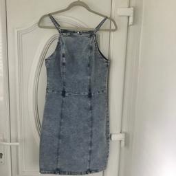 Jeans dress worn with missing belt loops at the front, as goo as new