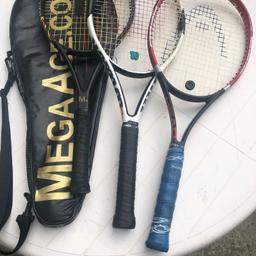 Tennis Rackets x 3, Collection

Rackets are in good condition

All strings are to good tension
•	Wilson HAMMER
•	HEAD Leader
•	MEGAAGE.COM