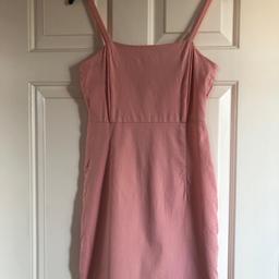 Pink, stretch bodycon sundress with back zip and adjustable stretch straps by Forever 21, size Small.
Worn a few times but still in good condition.