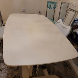 large six seater marble table and chair set.

genuine and not cheap marble copy.

six seater, comes with solid chrome finish.

leather chair padding along with leather table base. table base also has crystal effect finish.

no marks or damage with table or chairs.

extremely heavy, buyer to collect with van.

i can help carry it but will need at least two more people to carry.