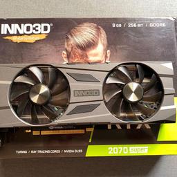 I am selling my Inno3d RTX 2070 super

this is a very powerful GPU but selling as i no longer have time to game.

mint condition and hardly used.

Buyer can see it working in person before buying.