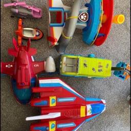 Paw patrol vehicles no longer played with 
In good condition the aeroplane does need new batteries though 
Collection only from clay cross