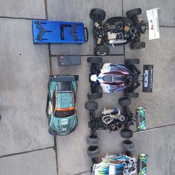 sold as spares not been started since last year apart from hyper and inferno.

kyosho inferno neo buggy 
kyosho pureten gp Aston martin
x2 thunder tiger St 4x4 
hobao hyper 8.5 

starter box with battery 
Glow sticks
Chargers 
hump packs 
all included 

no fuel or radio gear.

open to swaps