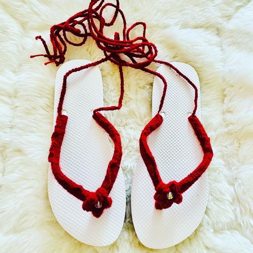 Buy & Sell Dorset Bournemouth, Christchurch and Poole - Photos for Burgundy Red Flip Flops Sandals Crochet Over