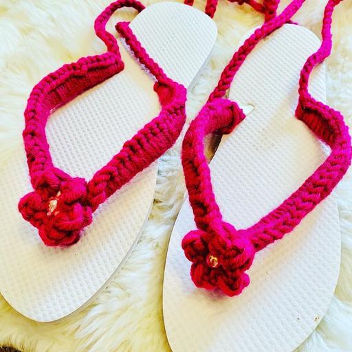 Buy & Sell Dorset Bournemouth, Christchurch and Poole - Photos for Cerise Pink Flip Flops Sandals Crochet Over