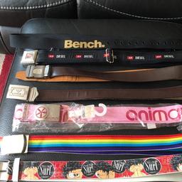 Belts all different from Diesel Bench animal Armani Gucci Salt rock and Rainbow for pride £15 each the brown belts are leather