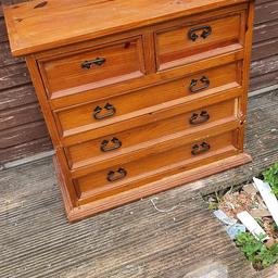 Solid pine wood chest of drawers, ready for collection.