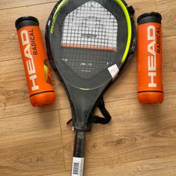 Lightweight tennis racket with balls. Never used. Collection only