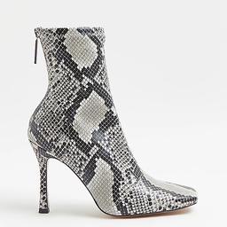 Brand new in box river island grey snake print boots size 5