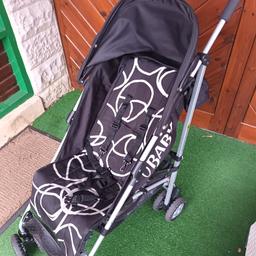 LOVELY STURDY LIGHT WEIGHT CHASSIS, 5 POINT SAFETY HARNESS, ERGONOMIC COMFY HANDLES, ADJUSTABLE LEG REST, ONE HAND UMBERELLA FOLD, LOCKABLE FRONT SWIVEL FRONT WHEELS, DETACHABLE HOOD, SHOPPING BASKET, RAIN COVER AND CUTE 'YOU TO ME' FOOT MUFF.
